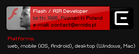 Flash / AIR Developer - web, mobile (iOS, Android), desktop (Windows, Mac)